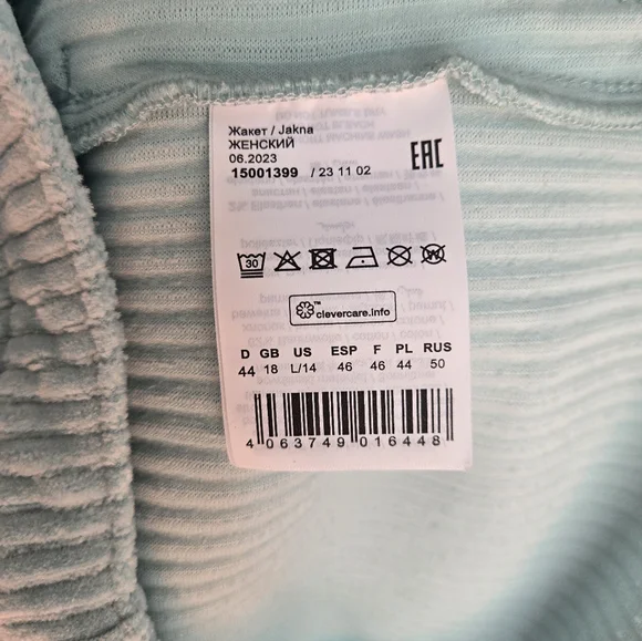 New OLSEN Light Aqua/ Mint Green Corduroy Jacket - Picture 7 of 9